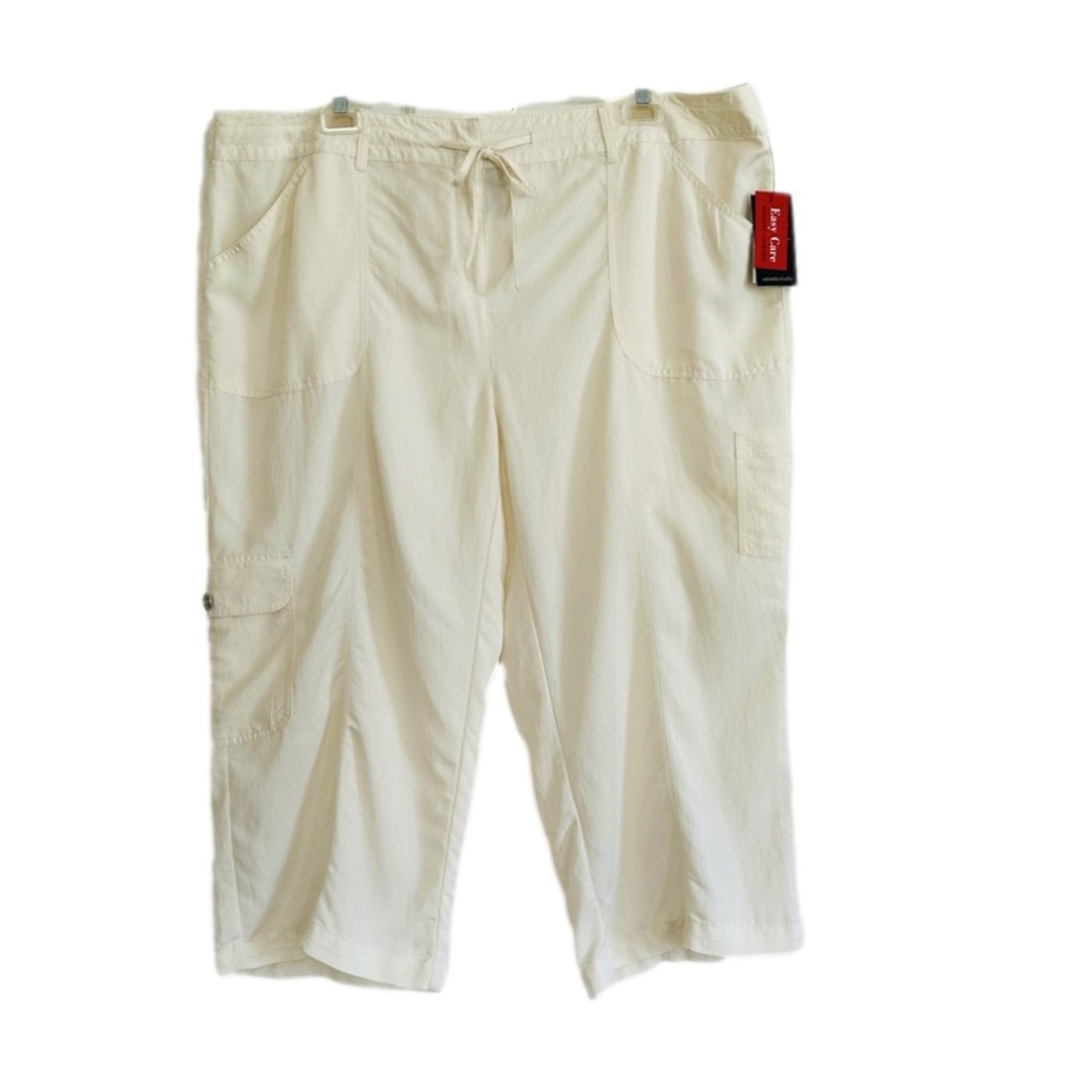 Rafaella Studio Capri Pants Cream Lightweight Pockets Cargo Plus Size 22w New